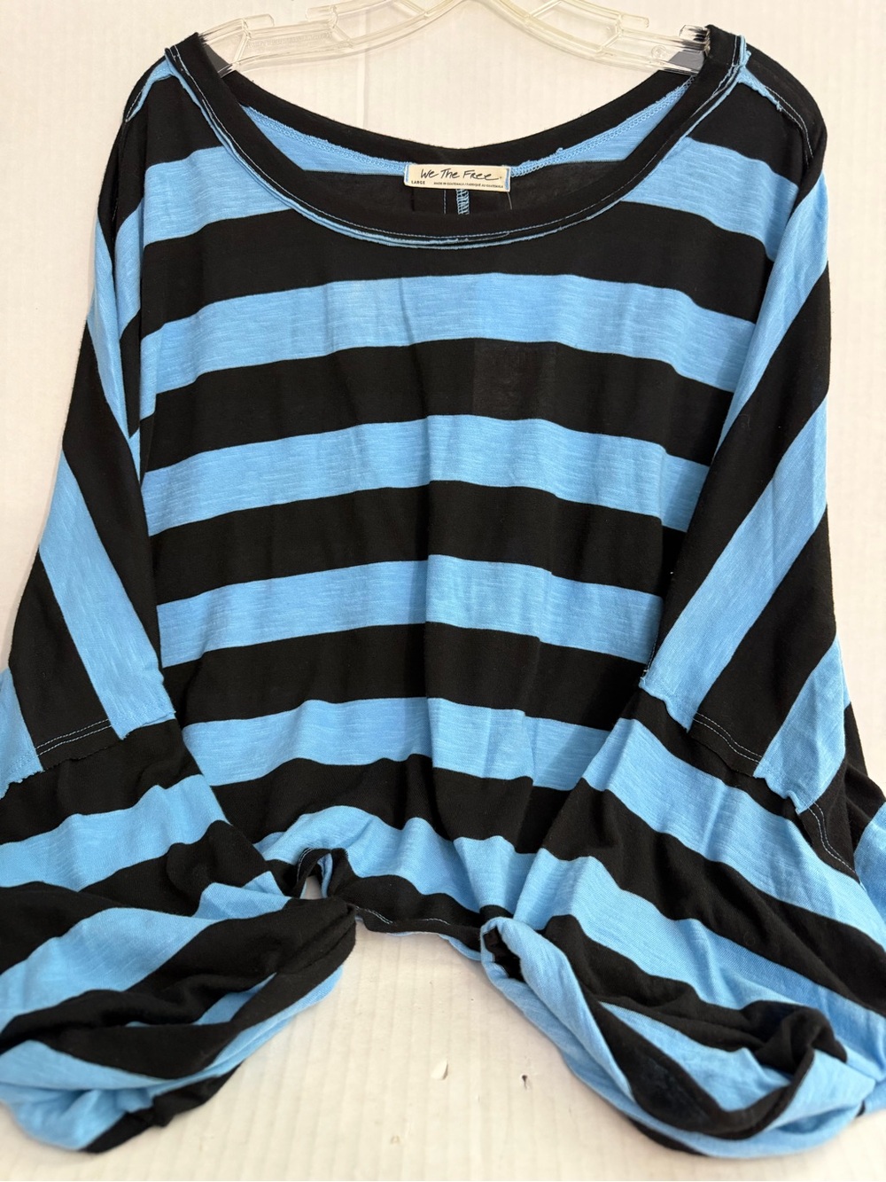 Free People Ladies Striped Cropped Oversized Top